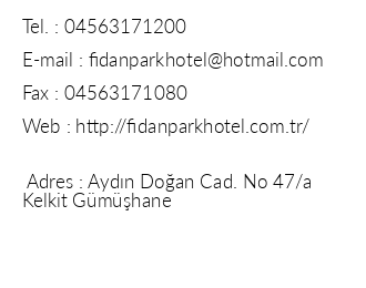 Fidan Park Hotel iletiim bilgileri